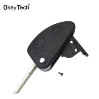 【⊕Good quality⊕】 haokao5 Okey Tech สำหรับ Alfa 147 156 166 Gt 2ปุ่มรีโมทพลิกพับได้ซองใส่กุญแจรถยนต์แบบไม่ตัดเคสฝาครอบใบพัดไม่ได้ตัดใบมีด