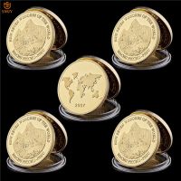 5Pcs/Lot 2017 Peruvian Machu Picchu Mountains New Seven Wonders Of The Wolrd Memorial Flat Gold Plated Coin Collectibles