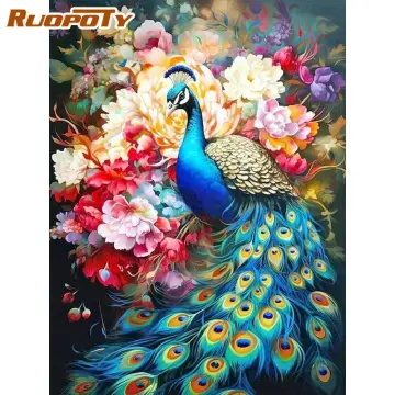 Beautiful Blue Peacock Canvas Painting Home Decoration Wall Art