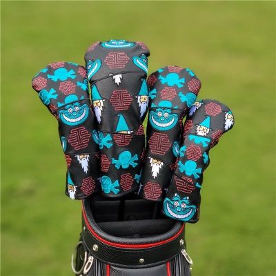 ☼◊ Golf Club Cover Cartoon Skull Putter Cover 1 3 5 UT Wood Head covers Driver Fairway Woods Cover PU Leather Head Covers