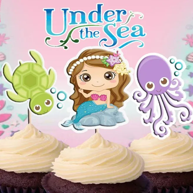 Mermaid Under The Sea Cupcake Topper 24pcs Lazada Ph