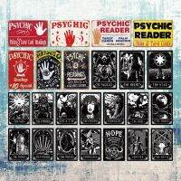 Tarot Metal Poster Plaque Metal Vintage Psychic Reader Metal Sign Tin Sign Wall Decor Wizard Divination Shop Iron Painting