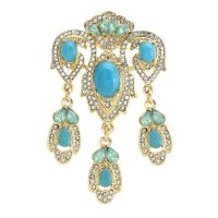 Wuli amp;baby Blue Waterdrop Brooches For Women Unisex Palace Style Beauty Flower Party Office Brooch Pin Gifts