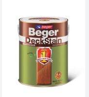 สีย้อมพื้นไม้ Beger deckstain ฟิล์มสีด้าน แต่ยังโชว์ลายไม้ สีทาพื้นไม้