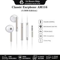 【Undine earphone】ชุดหูฟัง Huawei AM116หูฟังเบสเต็มรูปแบบ AM115 3.5Mm หูฟังแบบเสียบหูเสียงความละเอียดสูงควบคุมระดับเสียงพร้อมไมโครโฟนสำหรับ P30 P20 P10 Nova4e 3i 2 2I Y9