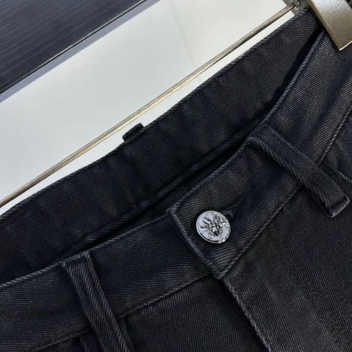 new-black-cow-wash-water-elastic-business-commuter-embroidery-mens-jeans