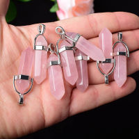 1PC แร่คริสตัลธรรมชาติเครื่องประดับ Rose Quartz Crystal Hexagonal Point Healing Stone Simple จี้สำหรับเครื่องประดับสตรีผู้ชาย-Soneye