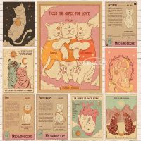 2023♞ Constellation Nursery Wall Art Kraft Paper Poster Tarot Card Astrology Boho Zodiac Cat Print Painting Room Home Decor Picture