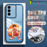 Jingsanc กับฟิล์มเลนส์เคสโทรศัพท์สำหรับ VIVO V27e V23e 5G Y78 Y53 Y36 Y35 Y33S Y33T Y31 Y27 Y22S Y21S 5G 4G บาสเกตบอลชายแฟชั่นเคสโทรศัพท์ TPU ซิลิโคนเนื้อนิ่มโปร่งใสสีน้ำเงินกันกระแทก K001-4