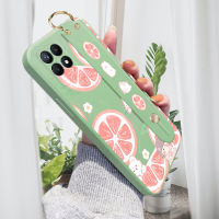 พร้อมเคสโทรศัพท์ A16E OPPO/9i Realme/A96 OPPO/Realme Narzo 50 9i Realme (พร้อมสายรัดข้อมือ) เคสกระต่ายขอบสี่เหลี่ยมของเหลวปลอกซิลิโคนคลุมทั้งหมดกล้องกันกระแทกเคสป้องกันการกระแทก