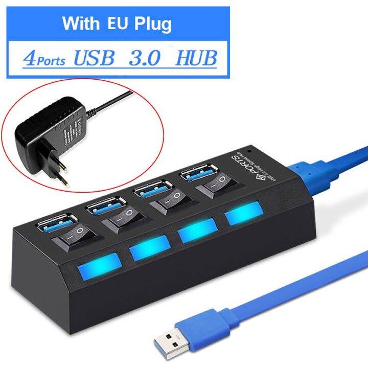 ฮับ-usb-3-0-usb-3-0ฮับแยก-usb-ที่พ้วง-usb-3-hab-ใช้อะแดปเตอร์ไฟขยายหลายฮับ3-0ที่มีสวิตช์สำหรับอุปกรณ์เสริมแล็ปท็อป