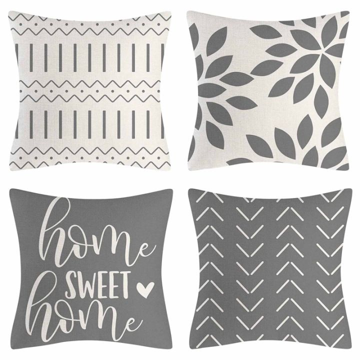 Grey Pillow Covers 18X18 Set of 4 Home Decorative Throw Pillow ...