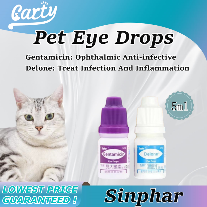 Sinphar Gentamicin and Delone Pet Eye Drops for Dogs and Cats 5ml