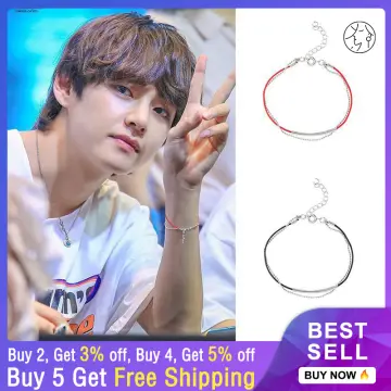 Buy University Trendz BTS Kpop V Signature Printing Silicon Bracelet Combo  with Leather Multi Rope Bracelet (Pack of 2) at Amazon.in