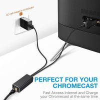 1ชิ้นสำหรับ Chromecast ทีวีอะแดปเตอร์อีเทอร์เน็ต USB 2.0เพื่อ RJ45 10/100Mbps สำหรับไฟทีวีสติ๊ก4K การเชื่อมต่อกับสายเคเบิลพลังงาน USB