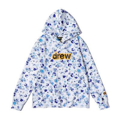 Drew ใหม่เสื้อสเวตเตอร์กันหนาวสําหรับสตรีแขนยาวมีฮู้ดพิมพ์ลาย Smile Face Somersault Cloud