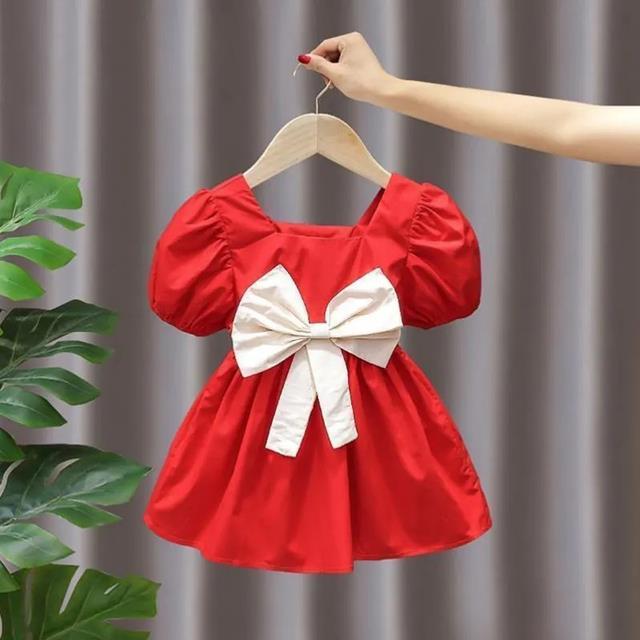 jeansame-dress-girls2022ใหม่ฤดูร้อนชุดบินแขน-thincasualtoddler-ชุดแต่งงานสำหรับเด็กสาว