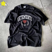 ที่มีคุณภาพสูงมะกอกสาขาจับมือแม่นยำเย็บปักถักร้อย VETEMENTS เสื้อยืดผู้ชายผู้หญิงคู่สบายๆขนาดใหญ่ VTM Tee ด้านบนด้วยแท็ก