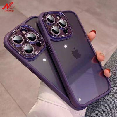 For iPhone 14 Pro Luxury Case Plating Glitter Camera Protector Shockproof Armor Cover for iPhone 11 12 13 Pro Max 14 Plus Cases