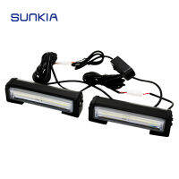 SUNKIA 2PcsSet 32W High Bright Car COB Warning Light Car Styling Emergency Strobe Light Bar Auto Flash White Light