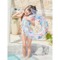 【lz】✙◙┇  Anel de natação sereia transparente para crianças com anel de axila inflável extra grosso do bebê Safe Toddler Swim Ring Pool Float