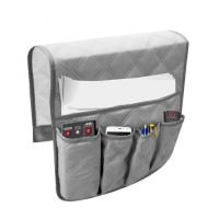 Grey Sofa Armrest Organizer With 5 Pockets And Cup Holder Tray Couch Armchair Hanging Storage Bag For TV Remote Control Cellphone