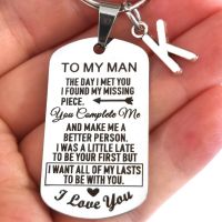 【DT】To My Man I Love You Dog Tag Pendant Keychain Couples Lovers Jewelry for Him Boyfriend Husband Valentines Day Christmas Gifts hot