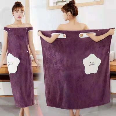 hotx 【cw】 Large Bathrobe Dry Wearable Microfiber Soft Bathrobes Thick Absorbent Night Sleepwear Dressing Gown