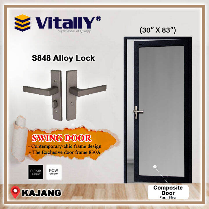 (PRE-ORDER) VITALLY Swing Aluminium Door 830A / Toilet Door / Pintu