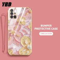 YBDเคสโทรศัพท์ดีไซน์ใหม่สำหรับ Samsung A51 A71 4G M51 A31 เคสแถมฟรีสายคล้องเคสชุบน้ำมันเคสพิมพ์ลายดอกไม้