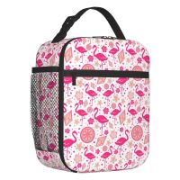 ❁∏ Pink Flamingo Summer Vibes Flamingos Pattern Portable Lunch Boxes Cooler Thermal Food Insulated Lunch Bag Kids School Children