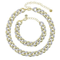 Luxury Iced Out cubic zirconia cz Miami cuban link chain choker necklace For Women Gold Color Rock HIPHOP open Adjusted jewelry