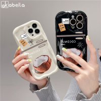 AKABEILA ครีมมะพร้าวฤดูร้อนเคสโทรศัพท์เป็นลอนด้านข้างสำหรับ IPhone 14 13 12 11 Pro Max 6 7 8 Plus X XR XS Max SE 2020คลุมทั้งหมดแฟชั่นกันกระแทกเคสใส่โทรศัพท์คู่