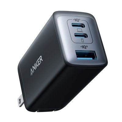 Anker PowerPort III 3-Port 65W POD USB C Charger Fast Compact Foldable Wall Charger สำหรับโทรศัพท์ MacBook