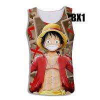 ผู้ชาย3D พิมพ์ Vess เสื้อแขนกุดกีฬายิมอะนิเมะลูฟี่ Singlet