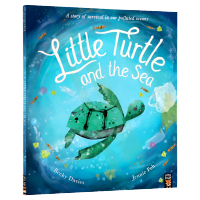 Little turtle and the sea English original picture book little turtle and the sea childrens marine environmental protection habits develop picture book English Enlightenment cognition picture book parent-child bedtime story book paperback open