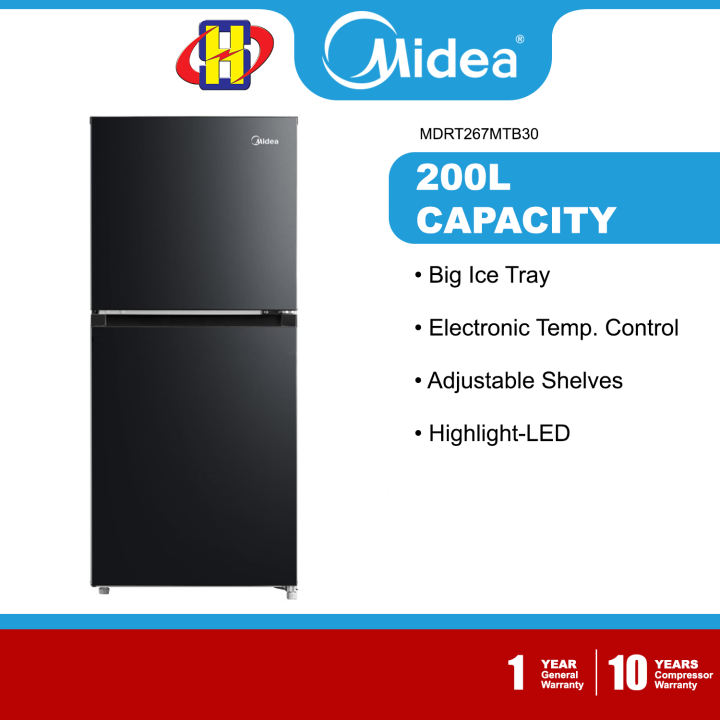 Midea Refrigerator (200L) Adjustable Shelves Top Mount Freezer 2Door