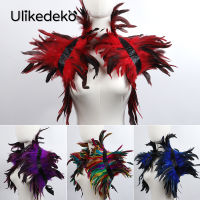 Feather ไหล่ Cape Black Devil แม่มด Queen Party ฮาโลวีนคอสเพลย์ปีก Feather Shawls ปลอมคอ Stage Showgirl Dance Wear