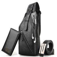 Chest Bag + Wallet + Belt Waist Bag Shoulder Bags USB Charging 3 Pcsset Men Waist Bag Fashion Heuptas Casual Men Cross Body Bag