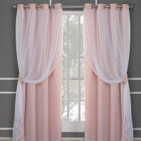 MCAO Double Layered Curtains with Sheer Blackout Curtain Darkening Thermal Insulated Window Grommet Drape for Living Room TJ6552