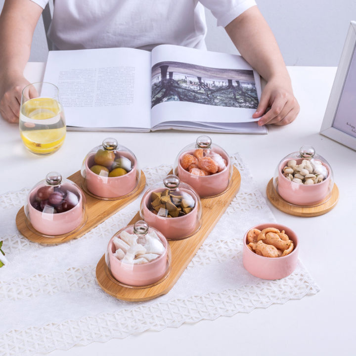 creative-japanese-ceramics-salad-bowl-food-tray-set-seasoning-small-dish-round-plate-snack-dried-fruit-cake-plate-decor-tray