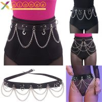 【hot sale】 ♣✷ B55 XIANEE Layered Waist Chain Black Color Punk Hip-hop Skirt Strap Waist Thigh Harness