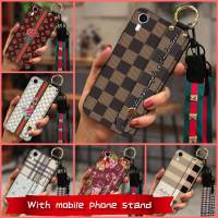 Simple Phone Holder Phone Case For iphone XR Plaid texture Wrist Strap cute New Original Soft Wristband Anti-dust TPU