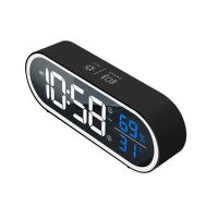 Music Electronic Alarm Clock 2 Alarm Snooze TEMP Humidity Voice Control Digital LED Clock 1224 Hour Table Clock For Living Room