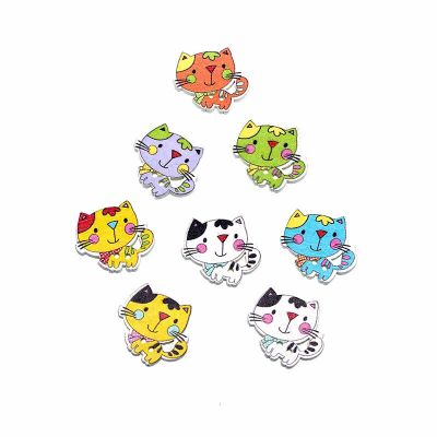 30PCs Wooden Sewing Buttons Scrapbooking Cat shape 2 Holes 24X22mm Costura Botones Decorate W2013 Haberdashery