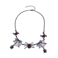 Halloween Tarantula Spider Web Necklace Crystal