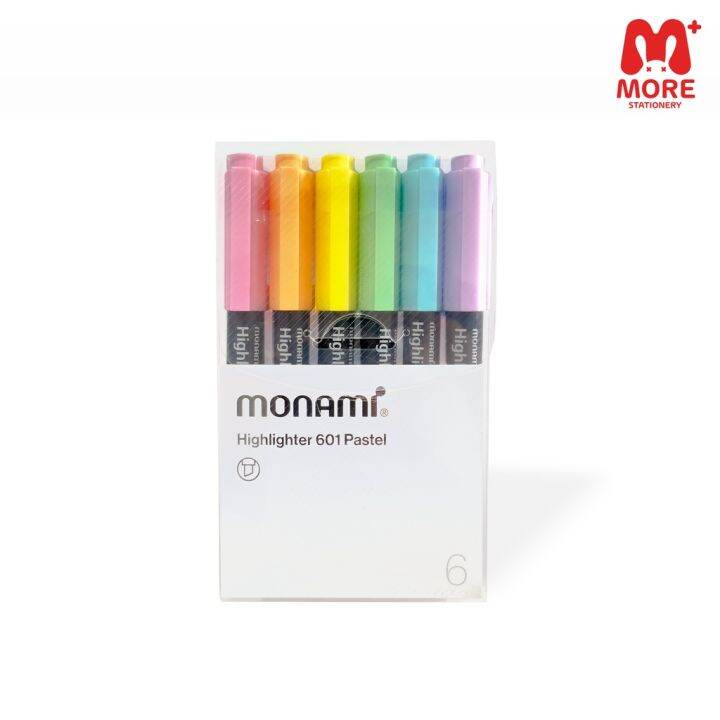 monami-โมนามิ-ปากกาเน้นข้อความ-highlighter-รุ่น-601-แพ็ค-4-6-สี