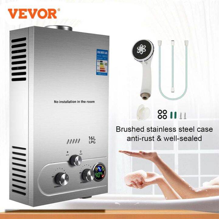 VEVOR LPG Gas Hot Water Heater 6-18L Propane Tankless Instant Boiler ...