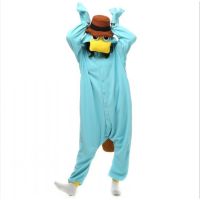 Polar Fleece Platypus Animal Cartoon One-piece Man and Women Long-sleeved Couple Pajamas