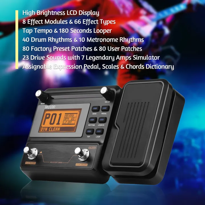 Muslady MU100 Guitar Multi-Effects Processor กีต้าร์ไฟฟ้า Pedal รองรับ ...